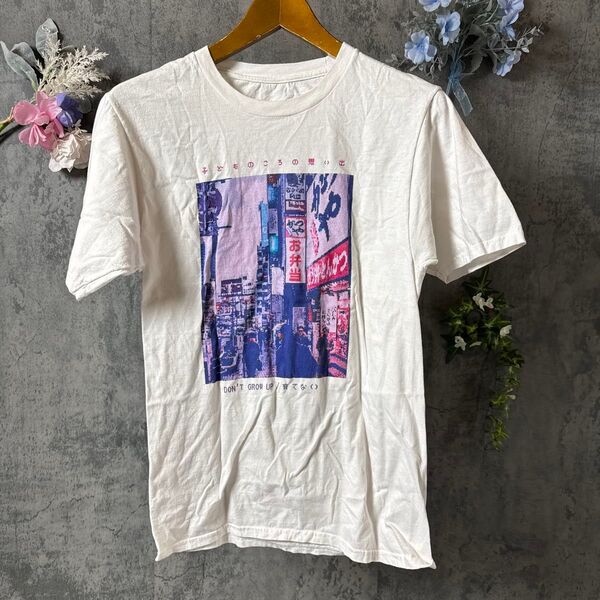 半袖 Tシャツ 白 ホワイト サイズM程度 プリントロゴ メンズ古着