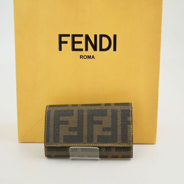【未使用に近い】FENDI キーケース 6連 ズッカ ズッキーノ バイカラー ロゴ ズッカ柄