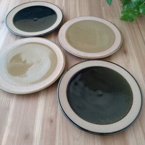 土物丸皿・4枚 美濃焼〈新品・未使用〉