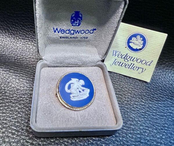ウェッジウッド カメオ ブローチ◆ブルー WEDGWOOD ジャスパー ヴィンテージ
