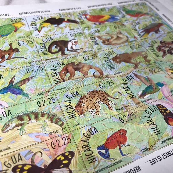 新品未使用　ニカラグア　切手　熱帯雨林の生き物　切手