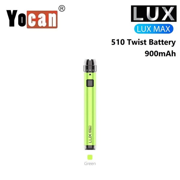 Yocan LUX MAX 900mAh 510 ヴェポライザー ツイストバッテリー 電子タバコ CBD CBN CBG グリーン
