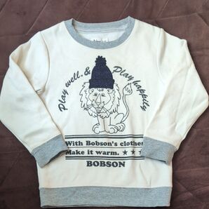 トレーナー 長袖 裏起毛 キッズ 子供服 こども服 子ども服 110cm ライオン LION ホワイト 白 プリント ロゴ