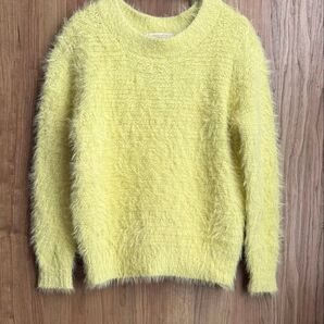 chocol raffine robe イエロー シャギー長袖ニット