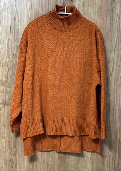 chocol raffine robe バックスリットニットプルオーバーオレンジ