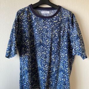 INHERIT 抽象パターン Tシャツ ネイビー/イエロー