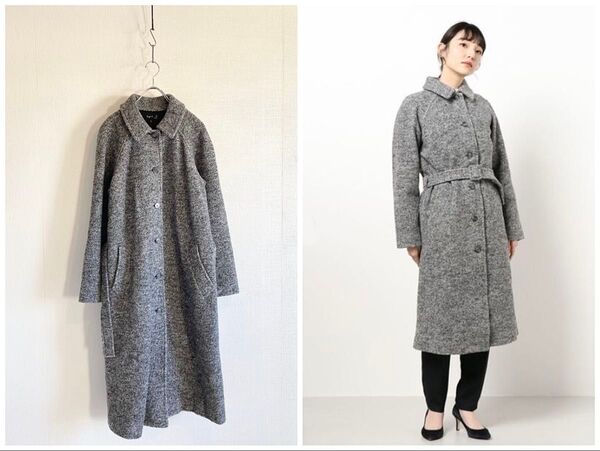 定価71500円 agnes b. アニエスベー JFY9 MANTEAU ベルト付 コート 2 グレー ポーランド製