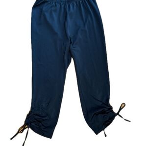プリンス prince 7分丈 クロップドパンツ レギンス ストレッチ 裾ギャザーよせ ブラック