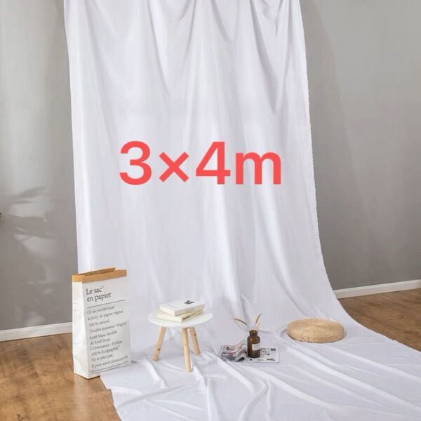 3x4m 白背景布撮影用背景シート生地 透けない無反射 ホワイト 背景シート 撮影用背景布 白布 バックシート