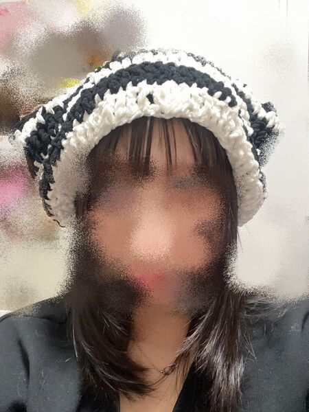 猫耳ニット帽 ビーニー 白黒