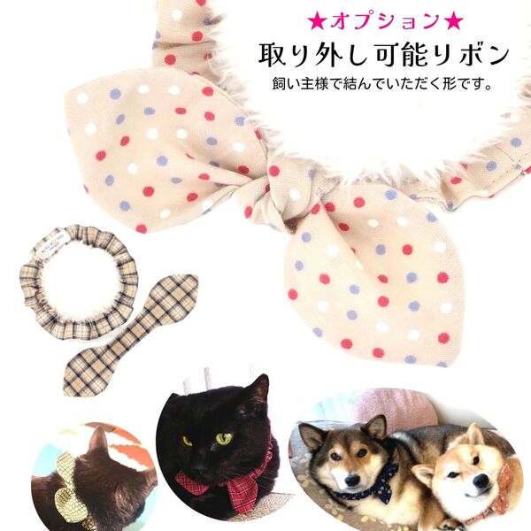 ★オプション★取り外し可能リボンの紹介ページです/縫い付け迷子札 ねこおもい シュシュ猫首輪 名前 /軽量 可愛い 人気 おすすめ