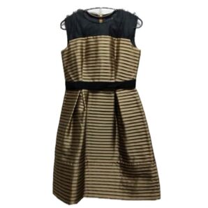 【 LANVIN 】 ランバン ゴールド ボーダー ドレス 定価82000円+税