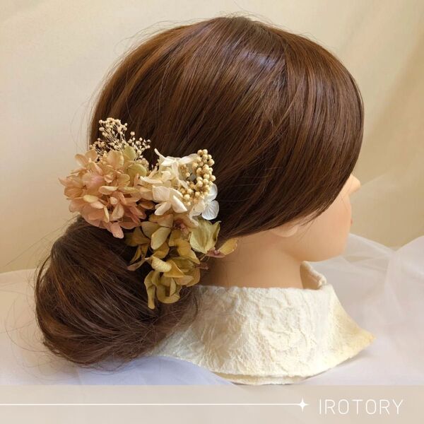 お花の髪飾りNo.102 ピンクグリーン 4本セット ヘッドドレス フォトウェディング ヘアアクセ ヘアドレス 髪飾り