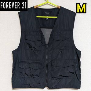 FOREVER 21 ベスト 黒 釣り フィッシングベスト メンズ