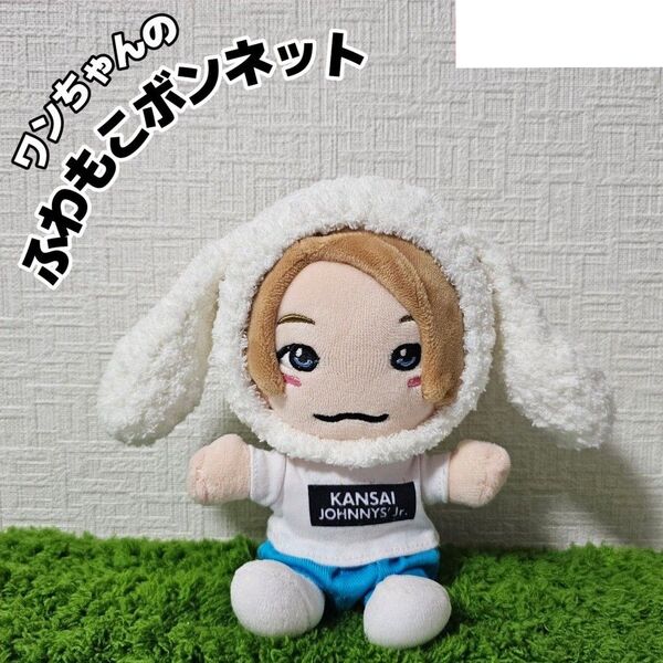 ワンちゃんのふわもこボンネット 白 帽子 ハンドメイド ちびぬい ぬい服