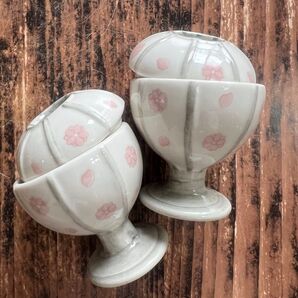 ひな祭り ぼんぼり 蓋付き ピンク花柄 ホワイト小鉢 2個 和食器 オシャレ カフェ風 磁器