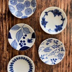 北欧風 花柄 リーフ柄 10cm 小皿 5枚 美濃焼 オシャレ 磁器 カフェ風 デザート皿