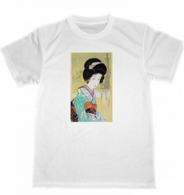 야마카와 슈호 비진가 드라이 T셔츠 명화 일본화 판화 상품, 중간 사이즈, 크루 넥, 편지, 심벌 마크