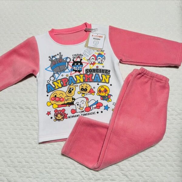 アンパンマン フリース パジャマ セット 暖かい 秋冬 長袖 裏起毛 子供服 ベビー キッズ 95 ピンク