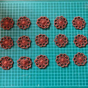ケミカルレース モチーフ 2.2cm 花 15枚 ブラウン系②