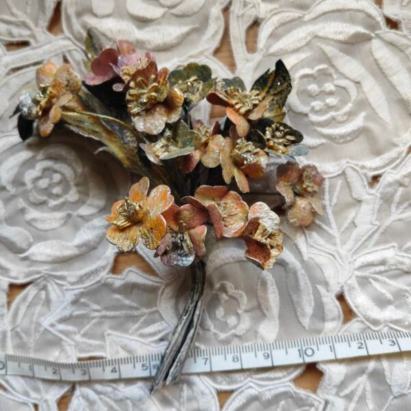 ヴィンテージ風 花のブローチコサージュ 約12cm