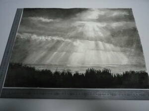 [. interval. light ] water ink picture [ slope . inside ..] author autograph original picture [ genuine work ]P10 number is -ne Mu re paper [ back surface .. have ]( passing of years storage goods )[ free shipping ]00700137