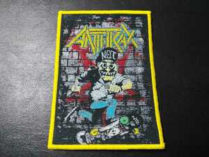 ANTHRAX 刺繍パッチ ワッペン not man skate アンスラックス 黄枠 / slayer metallica dark angel megadeth exodus testament s.o.d.