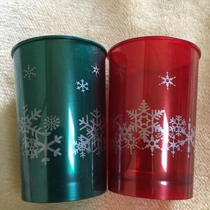 コップ　赤　緑　xmas christmas パーティー　グラス　カップ　ペア　雪　スノー　結晶　デザイン　北　冬　ウィンター