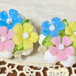 HONG KONG ヴィンテージ イヤリング アンティーク 花