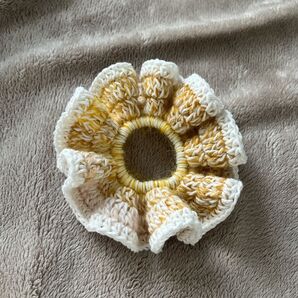 ハンドメイド フリルニットシュシュ かぎ針編み 韓国