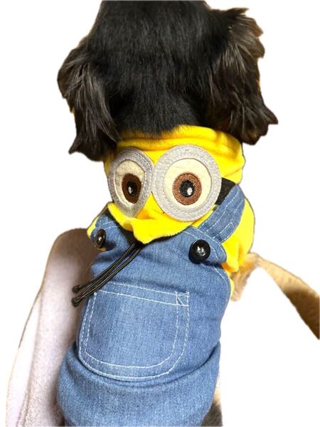 犬服 ミニオンズ コージーフリースパーカー デニム Sサイズ 暖か