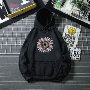 【数量限定】メンズ トップス パーカー 黒 韓国 ヒップホップ XL 花 豹柄