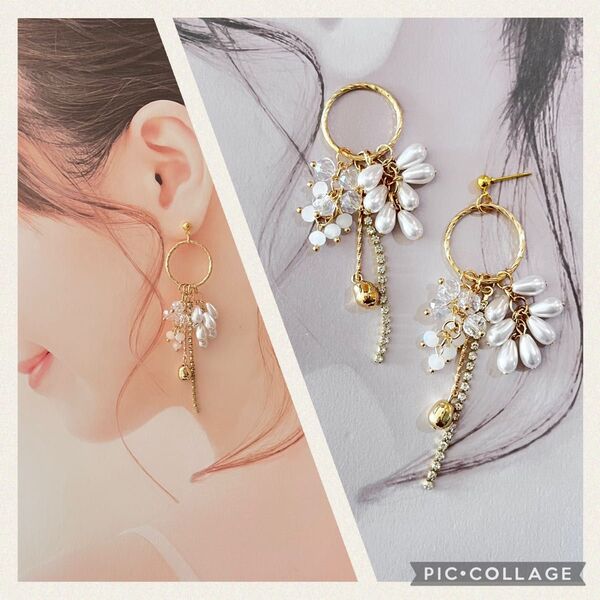 SALE☆No.108 ハンドメイド ピアスorイヤリング ☆イミテーションパール