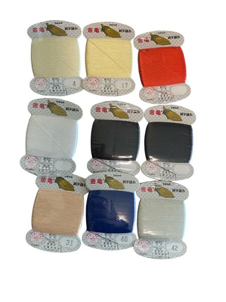 未使用品 金亀 絹手縫い糸 9個セット 多色 裁縫 手芸
