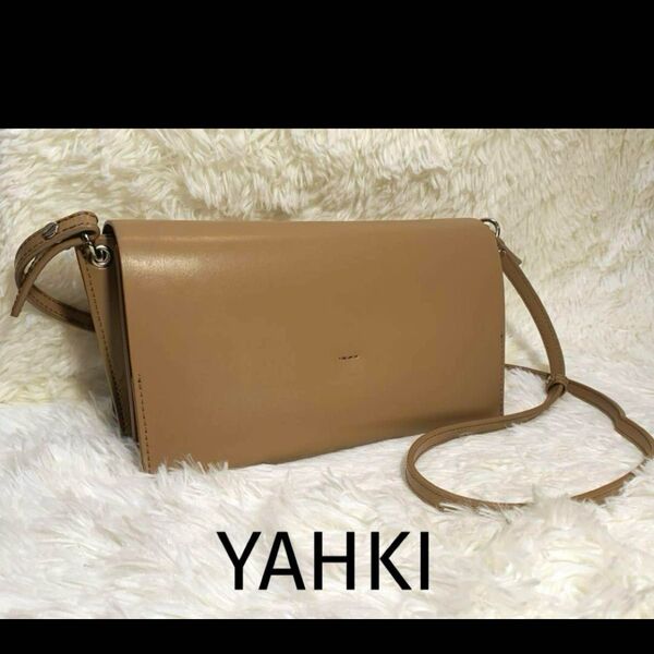 美品YAHKI ヤーキ ショルダーバッグ ハンドバッグ ベージュ 革