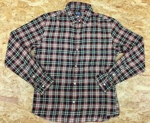 TK TAKEO KIKUCHI Takeo Kikuchi size 3 men's crepe shirt check pattern dot button . with pocket long sleeve poly- × cotton red × black × yellow color 