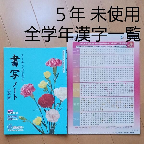 書写ノート 5年 五年 全学年 漢字 一覧表 クリアファイル