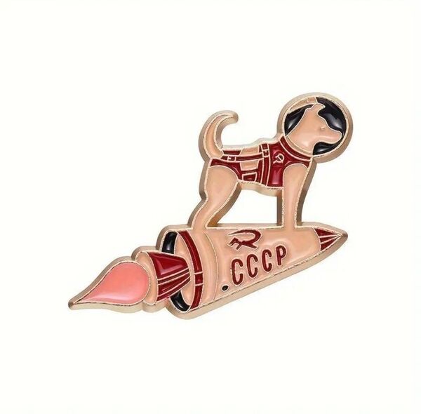 ロケットに乗ったライカ犬 cccp ピンバッジ ピンズ