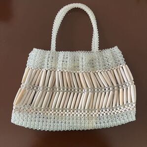ANTEPRIMAウッドビーズのワイヤーバッグ ホワイト 美品