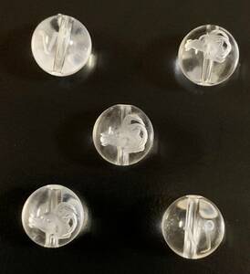 天然石彫り水晶12星座（やぎ座）12mm玉　5粒セット
