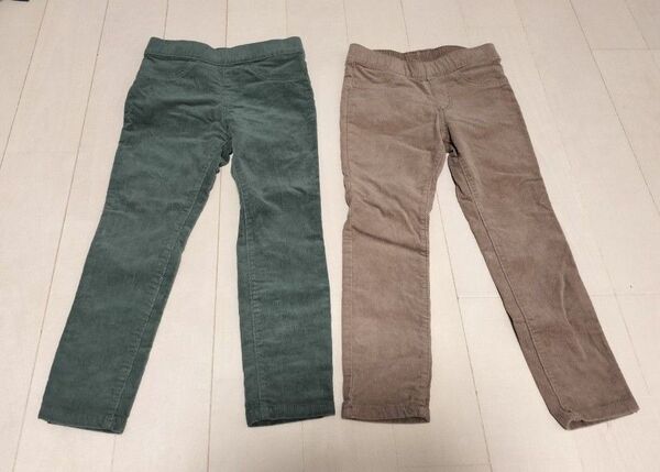 H&M コーデュロイパンツ グリーン ベージュ 3-4Y 2着セット サイズ100