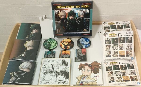 ヒロアカまとめ売りセットワールドヒーローズミッションパズル 来場特典色紙 キャンパスボード ラバー ラバーチャーム