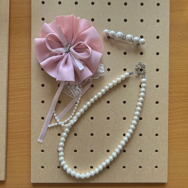 結婚式 花 髪飾り ブローチ パール ネックレス アクセサリー ホワイト pearl j