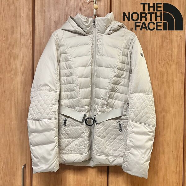 【美品】THE NORTH FACE(ザ・ノースフェイス) ウエストベルト付きダウンコート アイボリー L ジャケット アウター