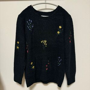 ★新品タグ付き★ティアンエクート TIENS ecoute★花刺繍ニット★セーター★ボタニカル★M