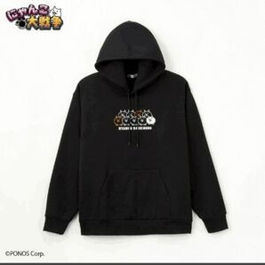 にゃんこ大戦争 パーカー プルオーバーパーカー ブラック メンズLサイズ