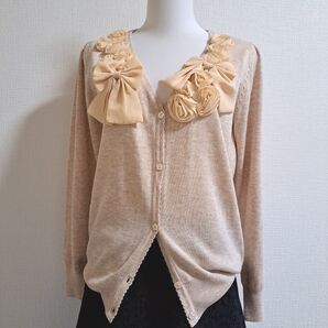 Ange dodu カーディガン【13号】フラワーモチーフ ◇同sizeのスカートもセット可!!