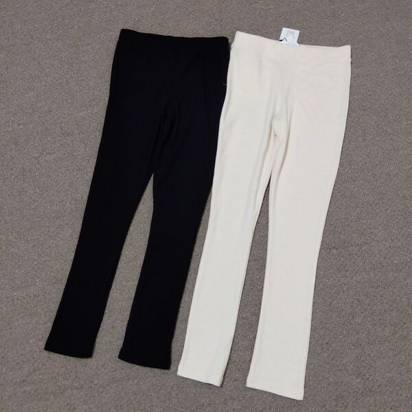 新品あり simefabricストレッチパンツ/長ズボン 黒とアイボリー 160