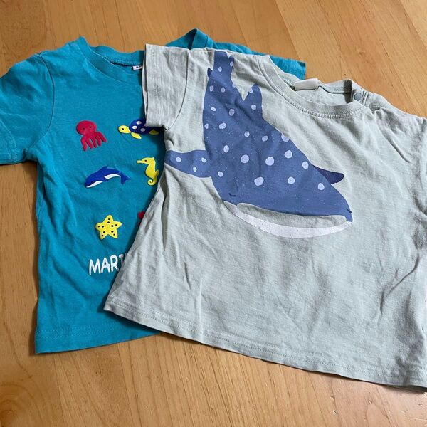 キッズ服 90サイズ 2着 海のいきもの ジンベエザメ Tシャツ 半袖Tシャツ