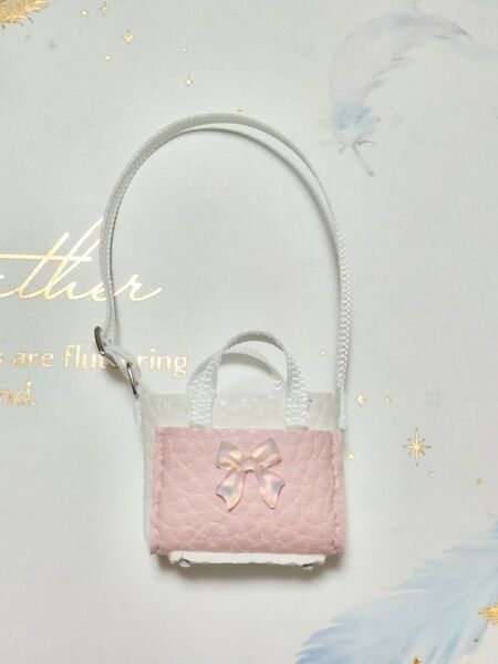 1/6ドール用 2wayショルダーバッグ ピンク ハンドメイド